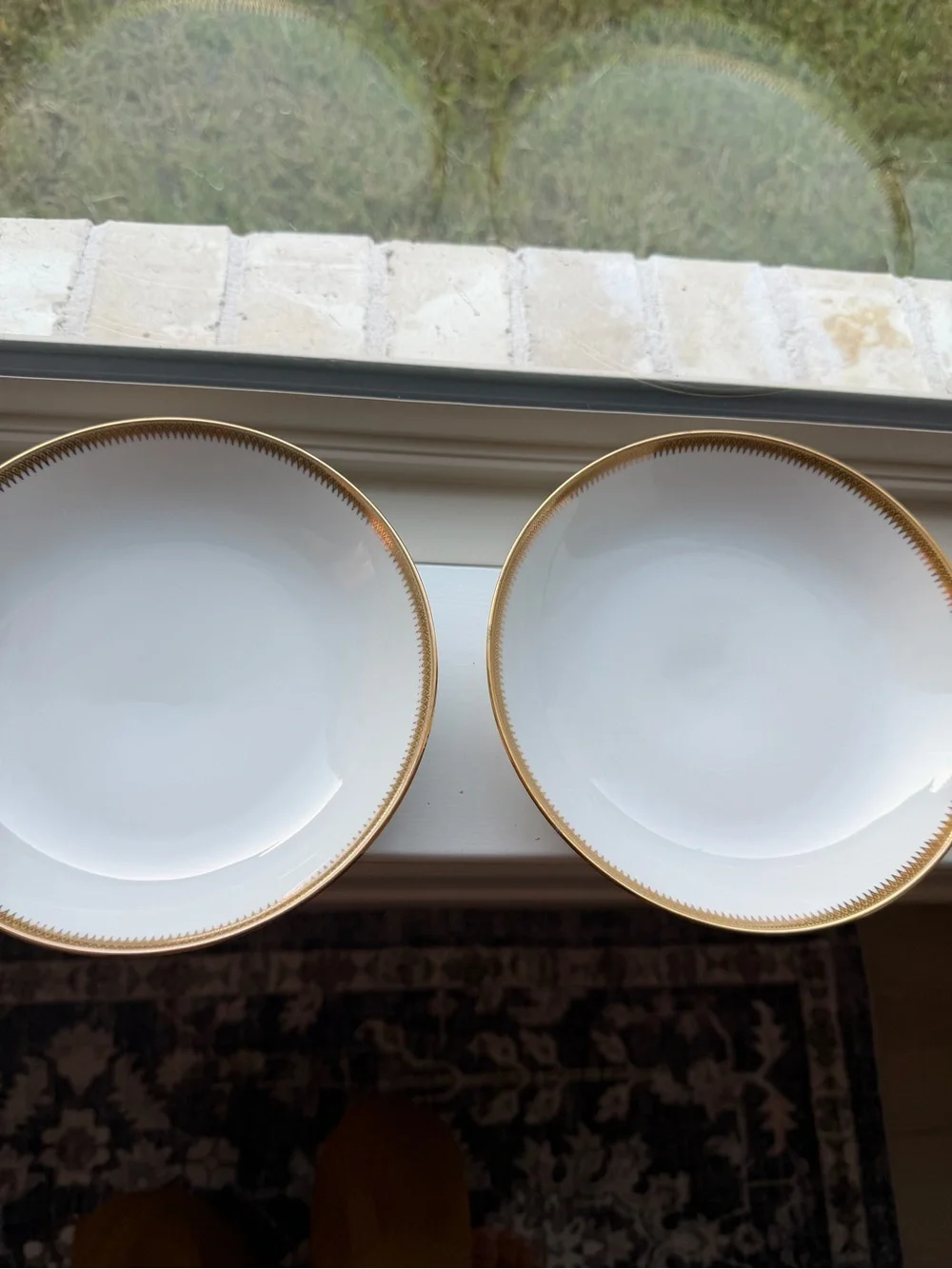 Barvaria Germany Elegant White and Gold Rim Dinner Bowls